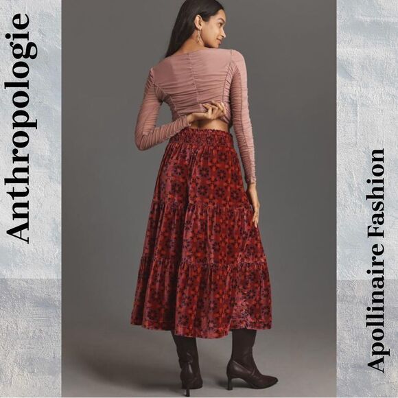 ANTHROPOLOGIE SOMERSET MAXI SKIRT IN PINK COMBO XS NWT - Picture 3 of 8